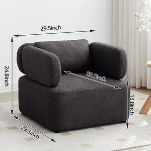 Poltrona da Lettura in Velluto Teddy Stile Mid-Century, Sedia Imbottita Morbida con Cuscini Spessi per Casa o Centro Commerciale - Product Image 6