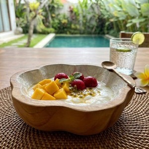 Wholesale Natural Wood Serving <b>Bowl</b> with Pearl <b>Enamel</b> Interior Handmade Premium Food Dish Decorative Tableware for Home Kitchen - Product Image 1