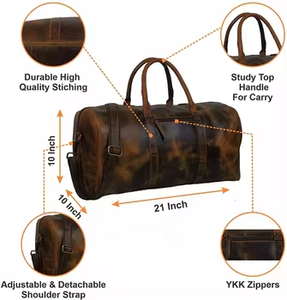 กระเป๋าเดินทางหนังแท้ขนาดใหญ่พิเศษ ทนทาน ใช้ได้ทั้งชายและหญิง สำหรับเดินทางท่องเที่ยวหรือออกกำลังกาย มีซิปปิด - Product Image 4