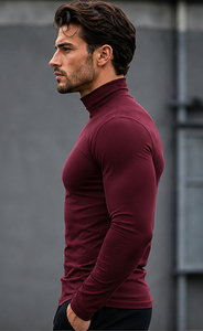 T-shirts de compression à col montant pour hommes, vêtements de sport, t-shirt à manches longues, coupe musclée, vêtements de yoga, t-shirt d'entraînement à col montant pour hommes - Product Image 2