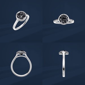 Bague de fiançailles solitaire en platine PT950 pour femme, diamant rond taille brillant fantaisie noir, style classique - Product Image 6