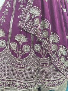 Lehenga Choli en soie Chinon pour femmes, tenue de fête ethnique traditionnelle avec broderie Zari et matériaux recyclés - Product Image 6