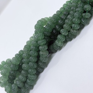 Perles de pierres précieuses en quartz vert naturel en forme de pastèque sculptées pour la fabrication de colliers et bijoux, 16 pouces - Product Image 4