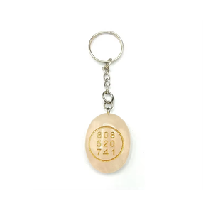 Porte-clés en cristal de haute qualité, quartz rose, avec symboles Money Switch Word et Zibu, cadeaux pour femmes, vente en gros - Product Image 1