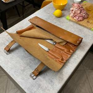 Organisateur de couteaux de chef en cuir véritable style vintage, protection anti-odeur, robuste et durable, étui de rangement de cuisine LSKR-0018 - Product Image 4