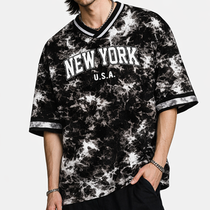 Camiseta Oversize de Fútbol Americano con Estampado Tie Dye, Diseño Gráfico Personalizado, Estilo Malla, Ropa Urbana de Moda, OEM, Marca Privada, EE. UU. - Product Image 5