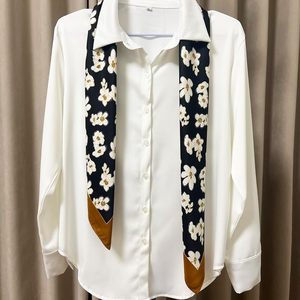 Women Fashionable Silk <b>Scarves</b> Shawls Smooth Lightweight Fabric Decorative Floral Print Elegant Neck Shoulder <b>Head</b> Wrap - Product Image 5