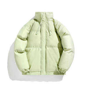 Men's Black Stand Collar Puffer Jacket Windproof Thick Polyester Winter Casual <b>Coat</b> Regular Fit Zipper Closure - Product Image 5