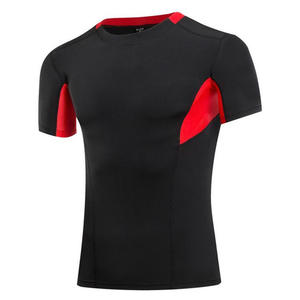 Wholesale <b>Mens</b> <b>Compression</b> T <b>Shirt</b> Color Block Quick Dry Rash Guard Short Sleeve Gym Top Athletic Running Workout Fitness <b>Shirts</b> - Product Image 3