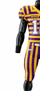 White Stitch Custom Sublimated American Football Jersey Men's Solid V-Neck Short Sleeve Uniform 12 Moisture Plus Size Front - Product Image 4