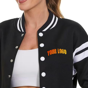 <b>Women's</b> Eco-Friendly Heated Varsity <b>Jacket</b> <b>Black</b> Full Sleeve Button Collar Regular Length Winter <b>Wool</b> Woven - Product Image 2