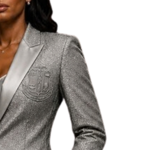 Women Sterling <b>Silver</b> Pantsuit Elegant Two Piece Blazer and Pants Set Formal Business Office Party Tailored Ladies <b>Suit</b> Set - Product Image 2