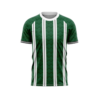 Maillot de football sublimé vert rayé pour homme, manches courtes, col rond, anti-humidité, toutes saisons, tenue d'équipe