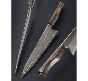 13 Inch Hunting <b>Knife</b> Stainless Steel <b>Blade</b> Serrated Edge Brass Accents Natural Wood Handle Leather Sheath OEM Customizable - Product Image 6