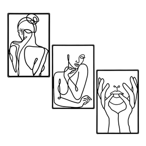 CIFbuy Set di 3 Pezzi Arte Murale Astratta in Metallo, Decorazione Minimalista con Disegni a Linee per Interni ed Esterni, Motivo Verticale, Regalo per le Feste, Servizio di Selezione - Product Image 5
