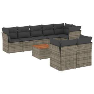 Ensemble de canapé de jardin modulaire en rotin PE gris et marron, 9 pièces, espace de vie extérieur confortable et élégant - Product Image 2