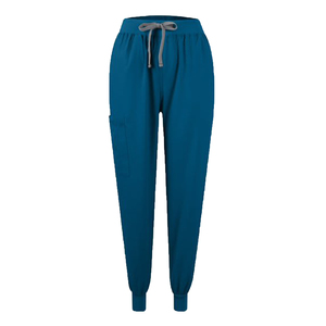 Blouse unisexe à manches courtes en coton et polyester, uniforme d'hôpital, bleu clair, col en V, pour femmes - Product Image 3
