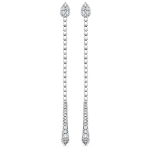 Boucles d'oreilles pendantes de luxe pour femme en or blanc 10K avec diamant rond taille brillant, bijoux de mariage, serti à griffes, forme goutte d'eau - Product Image 2