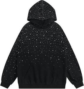เสื้อฮู้ดดี้พรีเมียมแบบสั่งทำพิเศษ ประดับเพชรทั่วตัว ผ้าฟลีซหนานุ่ม ทรงหลวม ใส่ได้ทั้งชายและหญิง แบบโอเวอร์ไซส์ - Product Image 1