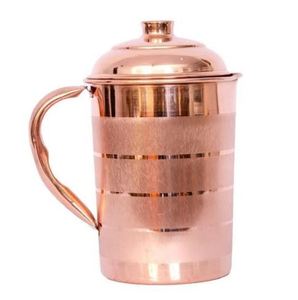 Juego de jarras de cobre para rituales matutinos de lujo, juego de metal para servir agua con vasos, duradero, reutilizable, para servir en la cocina. - Product Image 4