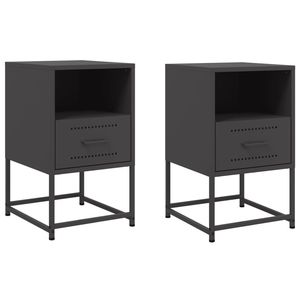 Ensemble de 2 armoires de chevet en acier noir pour salon, 14,2 x 15,4 x 23,8 pouces - Product Image 2