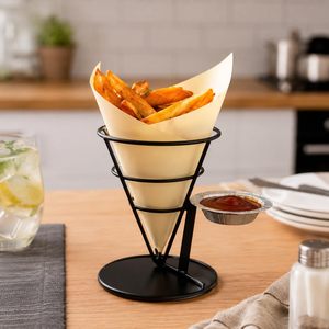 French Fries & Chicken Wings Frying Holder Mesh <b>Metal</b> High Heat Resistant Light <b>Weight</b> Anti-Slip Sustainable Cooking Utensil - Product Image 3