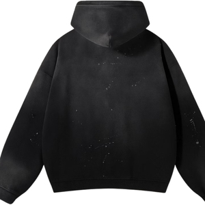 เสื้อฮู้ดดี้ผู้ชายแบบสั่งทำพิเศษ ลุคทำสีซีดแบบ Stone Washed เสื้อฮู้ดดี้ผู้ชายผ้าฝ้ายคุณภาพสูง เสื้อฮู้ดดี้สไตล์ Distressed - Product Image 2
