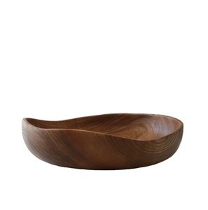 Tazón Redondo de Madera para Servir, Acabado Natural, Plato de Madera Maciza para Uso en la Cocina, Mesa de Comedor - Product Image 1