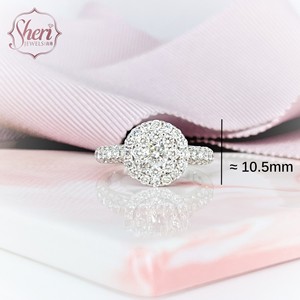 [Sheri Jewels] Anillo de Compromiso Halo Bling Bling de Oro Blanco Sólido de 18K con Diamante Natural de Corte Brillante Redondo, Claridad SI1-2, Regalo para Ella - Product Image 2
