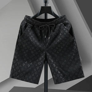 <b>Men's</b> Geometric Print Satin Shorts Elastic Waist Quick Dry Casual Bermuda Shorts With Pockets - Product Image 2