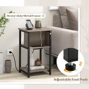 Comodino Moderno a 3 Ripiani con Porte USB e Prese di Corrente - Product Image 5