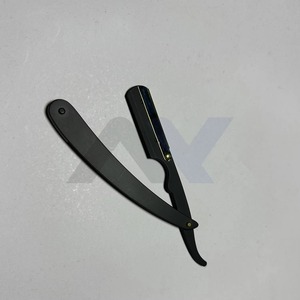 Rasoir droit pliant pour homme en acier inoxydable, noir antique, outil de toilettage manuel à lame unique pour le visage - Product Image 4