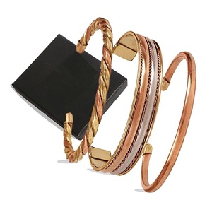 4 Pcs Pure Copper Magnetic Therapy Bracelet Set <b>Engraved</b> Floral Turtle & Tri-Tone Adjustable Cuff <b>Bangles</b> with Gift Box - Product Image 4