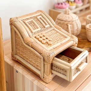 Modèle unique de caisse enregistreuse en bois, jouets, prix le plus bas, vente exceptionnelle, caisse enregistreuse en rotin naturel pour jeu de rôle pour enfants - Product Image 4