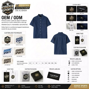 เสื้อเชิ้ตยีนส์สไตล์ใหม่ล่าสุดสำหรับฤดูร้อน แขนสั้น แฟชั่นสำหรับผู้ชาย ติดกระดุมแบบสั่งทำพิเศษ - Product Image 5