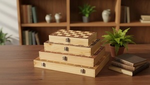 Tablero de Ajedrez Rectangular Rústico y Ecológico de ILAHI, Hecho a Mano con Madera Pura al 100%, Estilo Animal/Amor, Tamaño Personalizado - Product Image 3