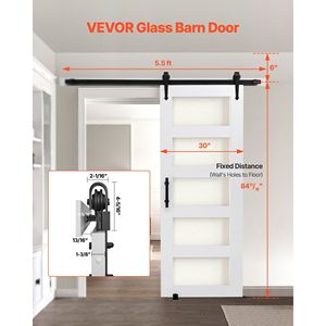 Kit per Porta Scorrevole in Vetro con Pannello MDF ad Alta Resistenza 30 X 84 Pollici, Impermeabile in PVC, Facile da Installare - Product Image 2