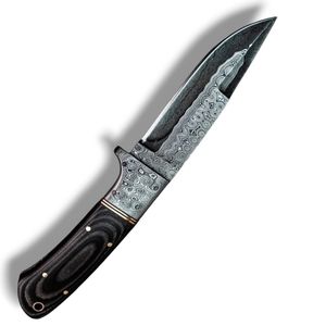 Couteaux à lame fixe de qualité supérieure à motif Damas avec manche ergonomique en bois, bord incurvé tranchant pour la chasse, le camping et l'aventure - Product Image 1