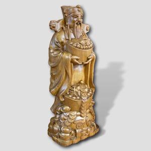 Handcrafted Rosewood Wealth Deity <b>Statue</b> Traditional Feng Shui Wooden Sculpture for Home Business Decoration - Product Image 6