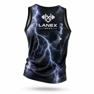 Custom 3D All Over Print Gym Tank Top for Men | Lightning Design Fitness <b>Stringer</b> <b>Vest</b> | Sleeveless Workout Sportswear OEM - Product Image 3