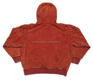 Fabricants personnalisés Tissu lourd coupé et cousu Patch de broderie en détresse Hommes Acid Wash HoodiesDDP Shipping - Product Image 4