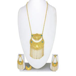 Conjuntos De Joyería Árabe de latón de moda chapada en oro con pendientes, Colección perfecta para Ramadán, joyería nupcial india de Dubái - Product Image 3