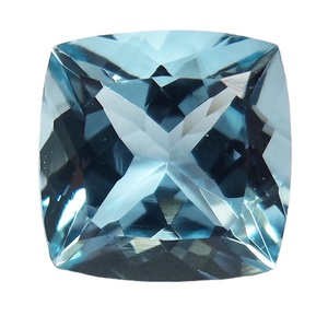 พลอยอะความารีน PDM Gems ขนาด 9x9 มม. รูปทรงคุชชั่น เจียระไนแบบเหลี่ยม คุณภาพส่งออก หินบราซิล สำหรับทำเครื่องประดับ อะความารีนสีน้ำเงิน - Product Image 1