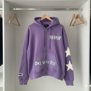 Nouvel Arrivage : Sweats à Capuche Zippés Oversize à Épaules Tombantes en Molleton Bouclette, avec Broderies Effet Vieilli et Patchs, Style Streetwear, Effet Délavé Soleil, en Matière de Qualité Supérieure - Product Image 4