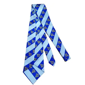 Corbata Masónica Clásica a Rayas Azules y Rojas 100% Seda y Gemelos a Juego, Regalia de Primera Calidad, Corbatas Masónicas Hechas a Medida para Hombre - Product Image 5