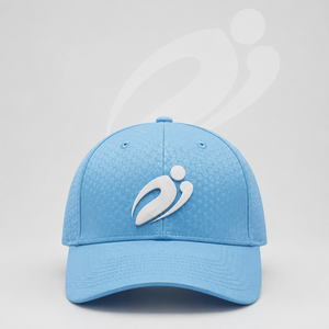 Casquette de baseball personnalisée bleue à 5 panneaux en sergé avec logo en caoutchouc en relief, respirante, imperméable, réglable, unisexe, pour sports de plein air - Product Image 1