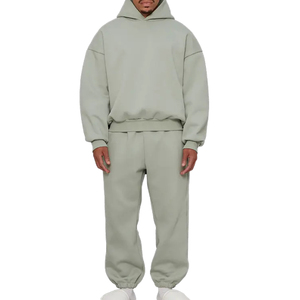 ชุดวอร์มมีฮู้ดพิมพ์ลายตามสั่งคุณภาพสูง ผ้าโพลีเอสเตอร์/คอตตอนเนื้อหนา ทรงโอเวอร์ไซส์ ไหล่ตก สำหรับผู้ชาย - Product Image 6