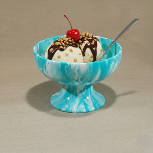 The Handmade Collection Eco-Friendly Resin <b>Ice</b> <b>Cream</b> <b>Bowl</b> Blue Marbled Design Modern Luxury Stackable Wedding & Party Use - Product Image 2