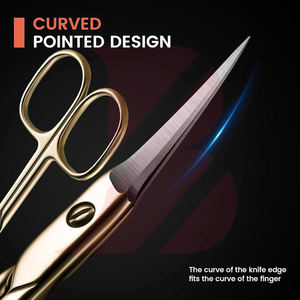 Últimas tijeras profesionales para uñas chapadas en oro, cortacutículas de precisión con mango ergonómico para cuidado personal - Product Image 5