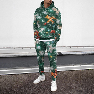 Chándal navideño estampado para hombre, con capucha, largo completo, de poliéster, informal, para invierno, con diseño de copo de nieve y lazo. - Product Image 1